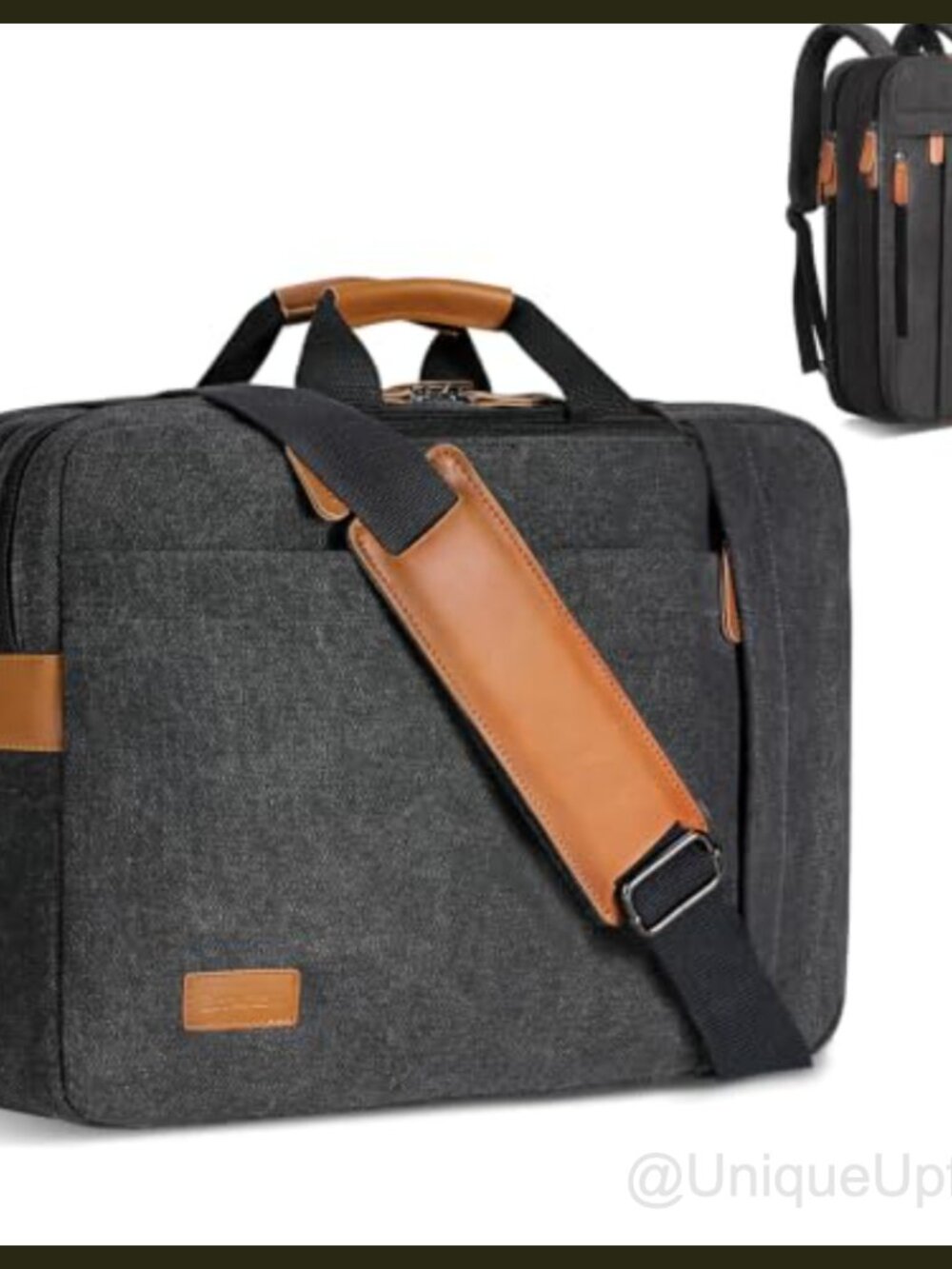 Water-Resistant Canvas 17.3 Inch Laptop Messenger Bag 3 In 1 Convertible